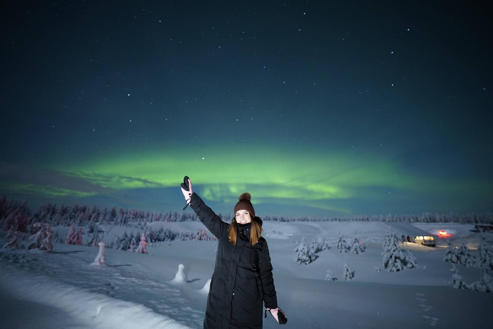 Las auroras boreales son para Saray Domeño uno de los principales alicientes del invierno finés