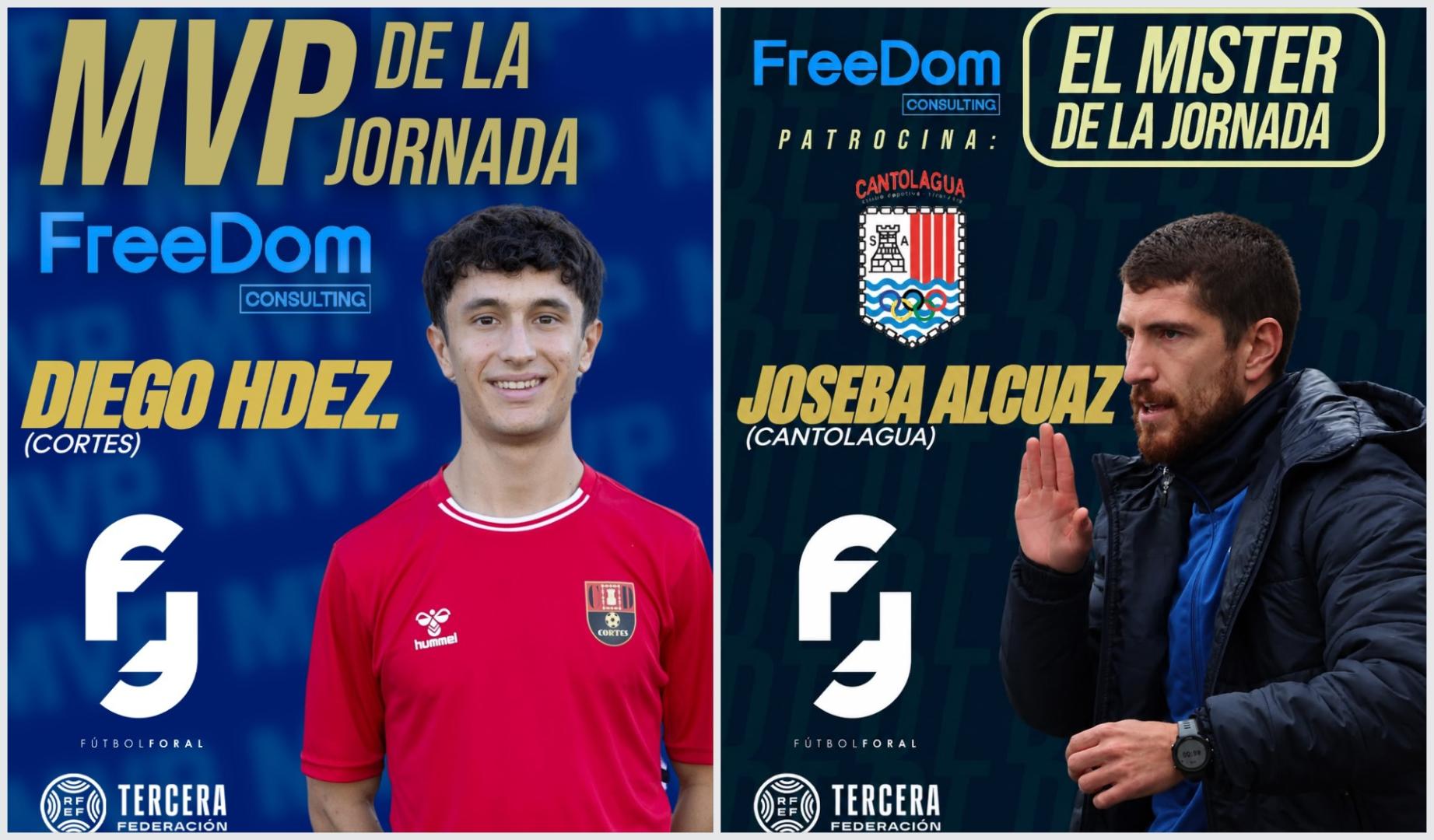 Diego Hernández y Joseba Alcuaz, los MVP de la Jornada 3 de Tercera RFEF navarra