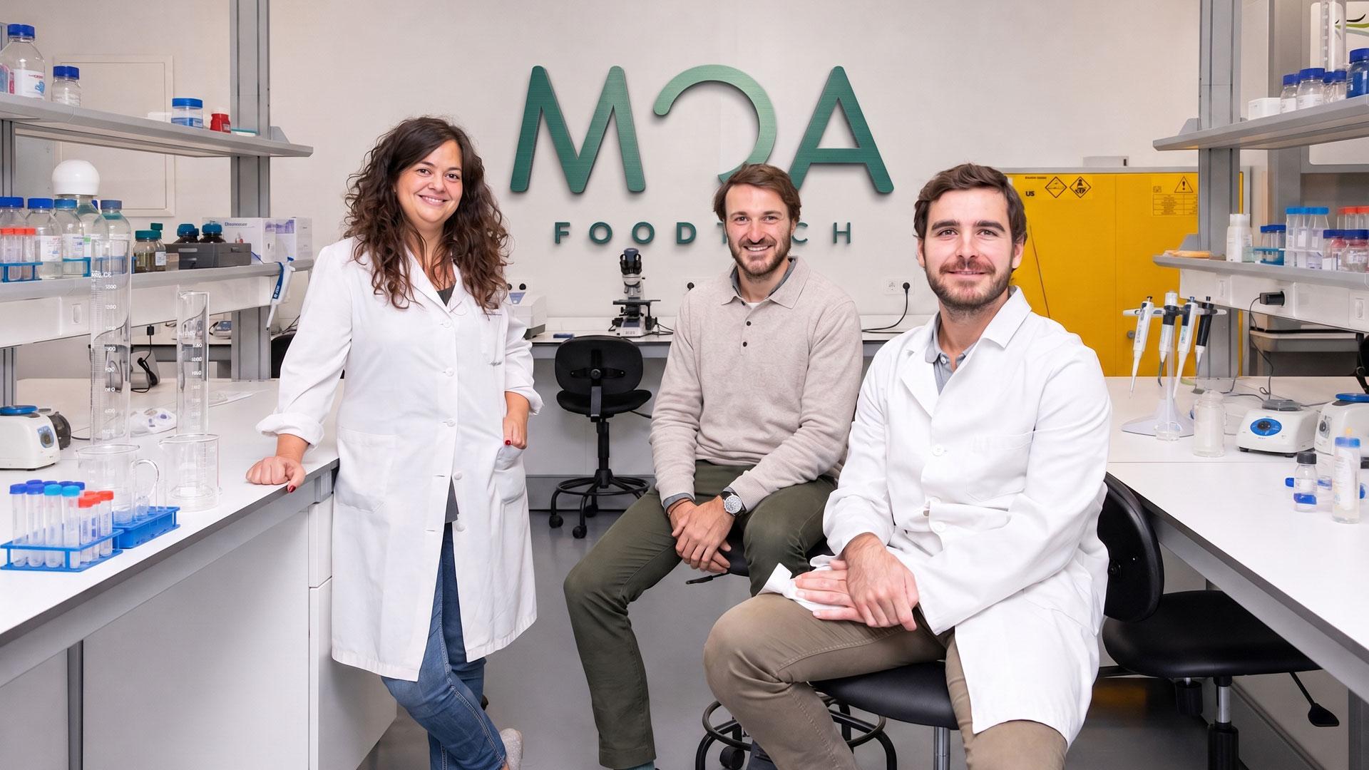 Los fundadores de MOA Foodtech Susana Sánchez, José María Elorza y Bosco Emparanza