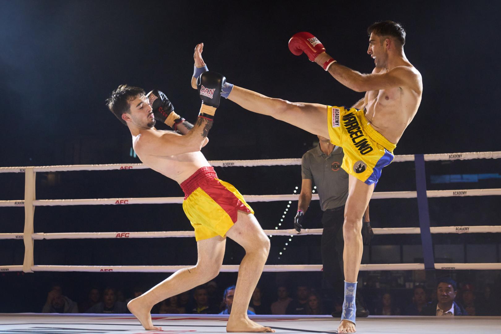 Dos luchadores compiten sobre el ring en la velada del año pasado en el Navarra Arena.
