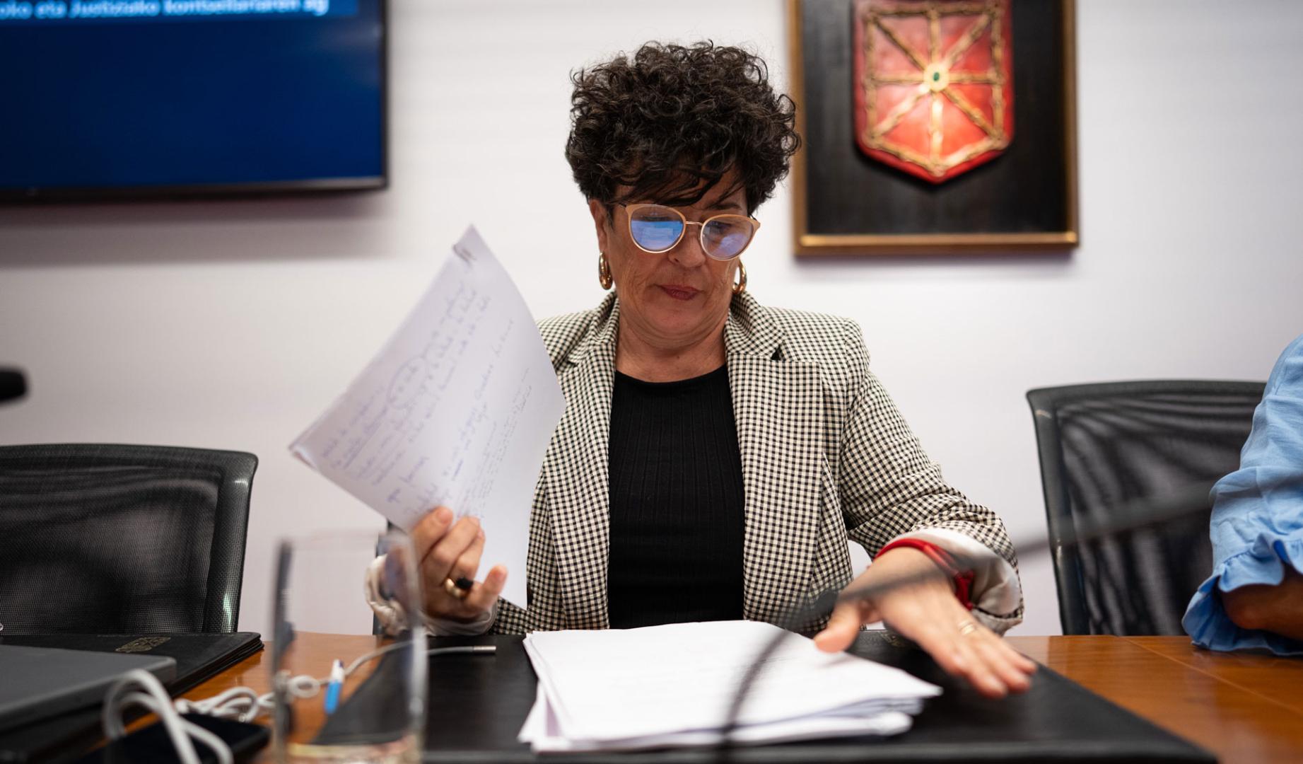 La consejera de Interior, Inma Jurío, en la comparecencia en el Parlamento de Navarra