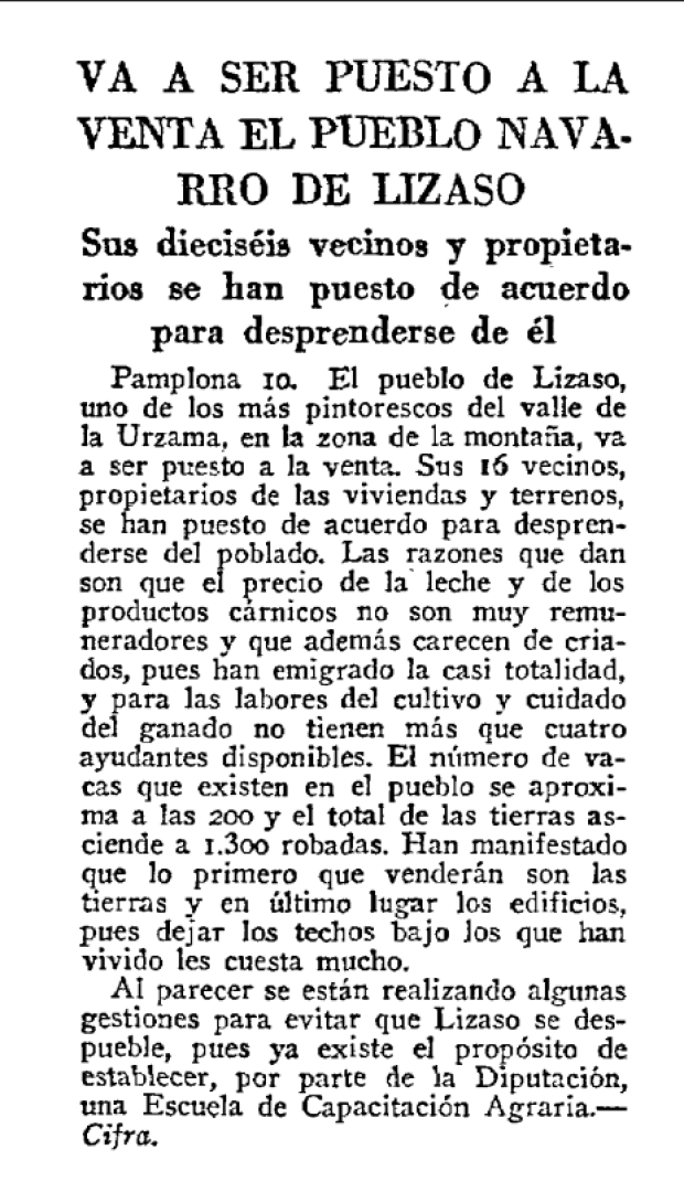 Venta de Lizaso en ABC en 1964