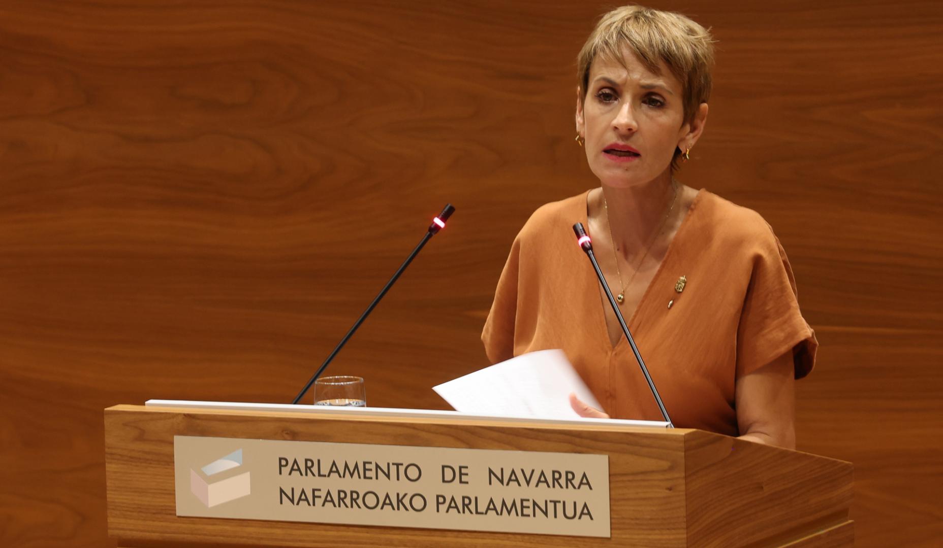 La presidenta de Navarra, María Chivite, durante la apertura del debate sobre el estado de Navarra