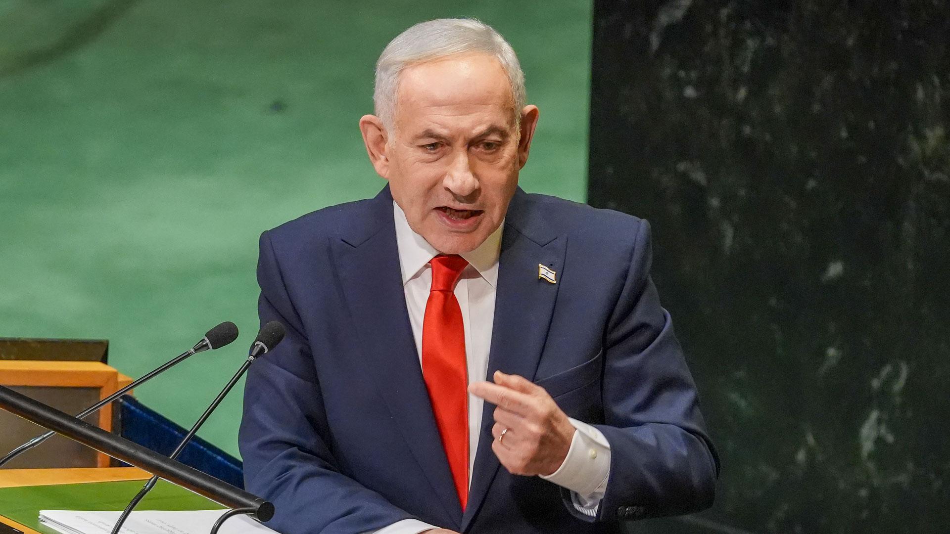 El primer ministro de Israel, Benjamín Netanyahu, habla durante la 81ª Asamblea General de Naciones Unidas