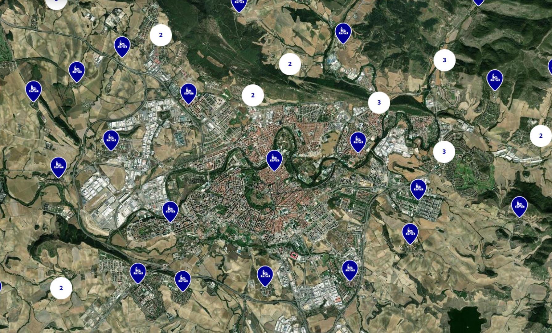 Localidades analizadas en el centro de Navarra