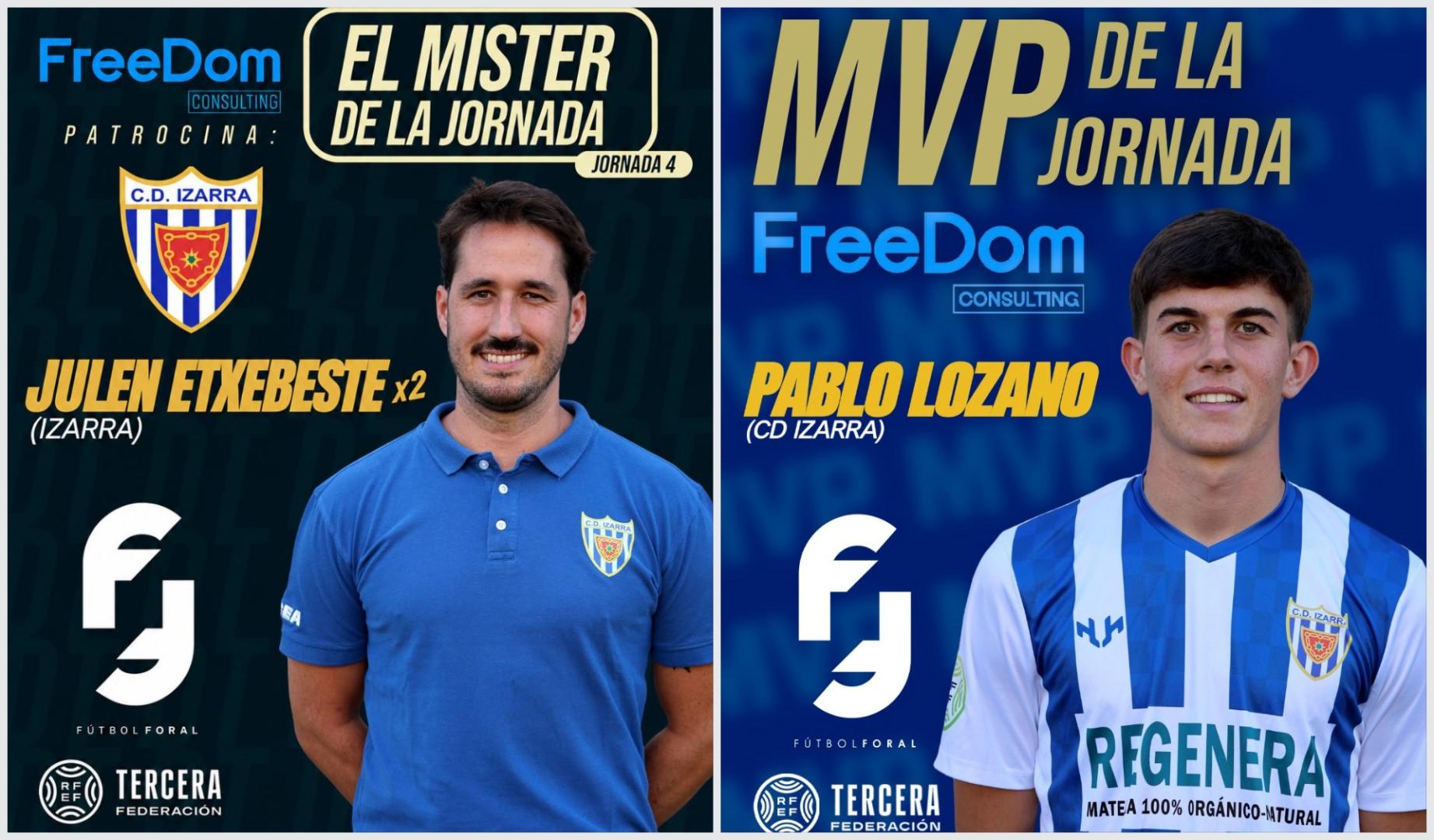 Julen Etxebeste y Pablo Lozano, MVP de la jonada 4 de la Tercera Navarra