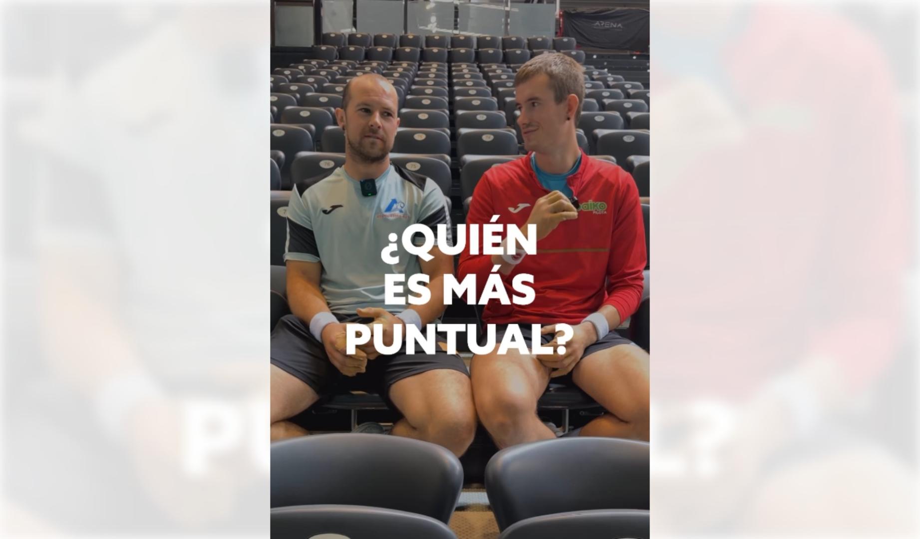Aitor Elordi y Jon Mariezkurrena, en un momento del vídeo subido a redes por Navarra Arena