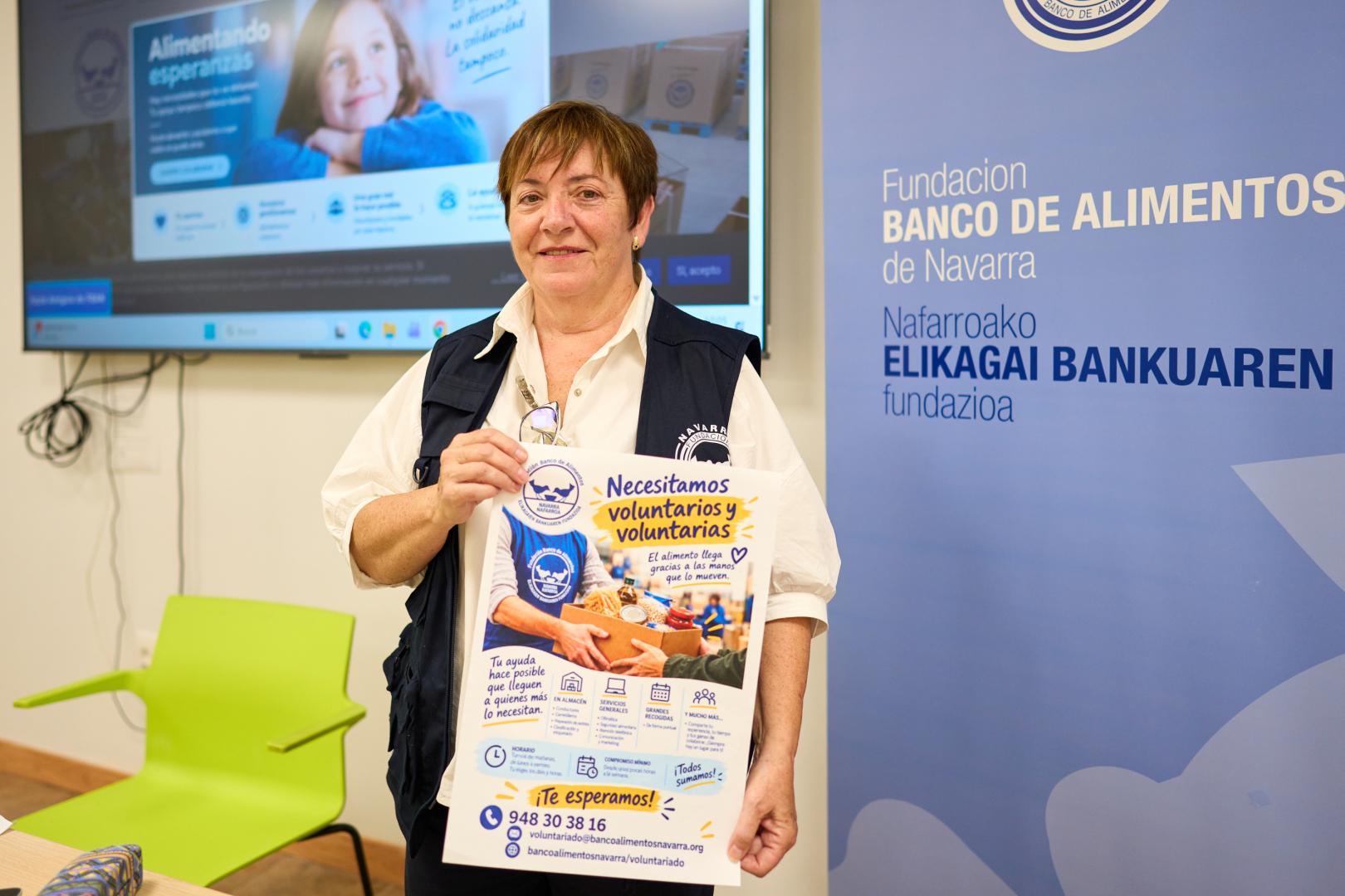 Nati Vitórica, vicepresidenta del Banco de Alimentos de Navarra en la presentación de la herramienta 'Alimentando esperanzas'.
