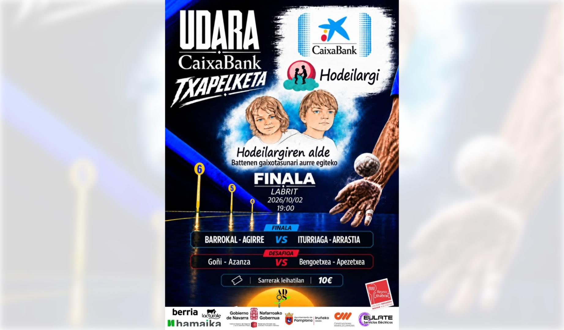 Cartel de la cita solidaria en el frontón Labrit organizada por la Asociación Hodeilargi
