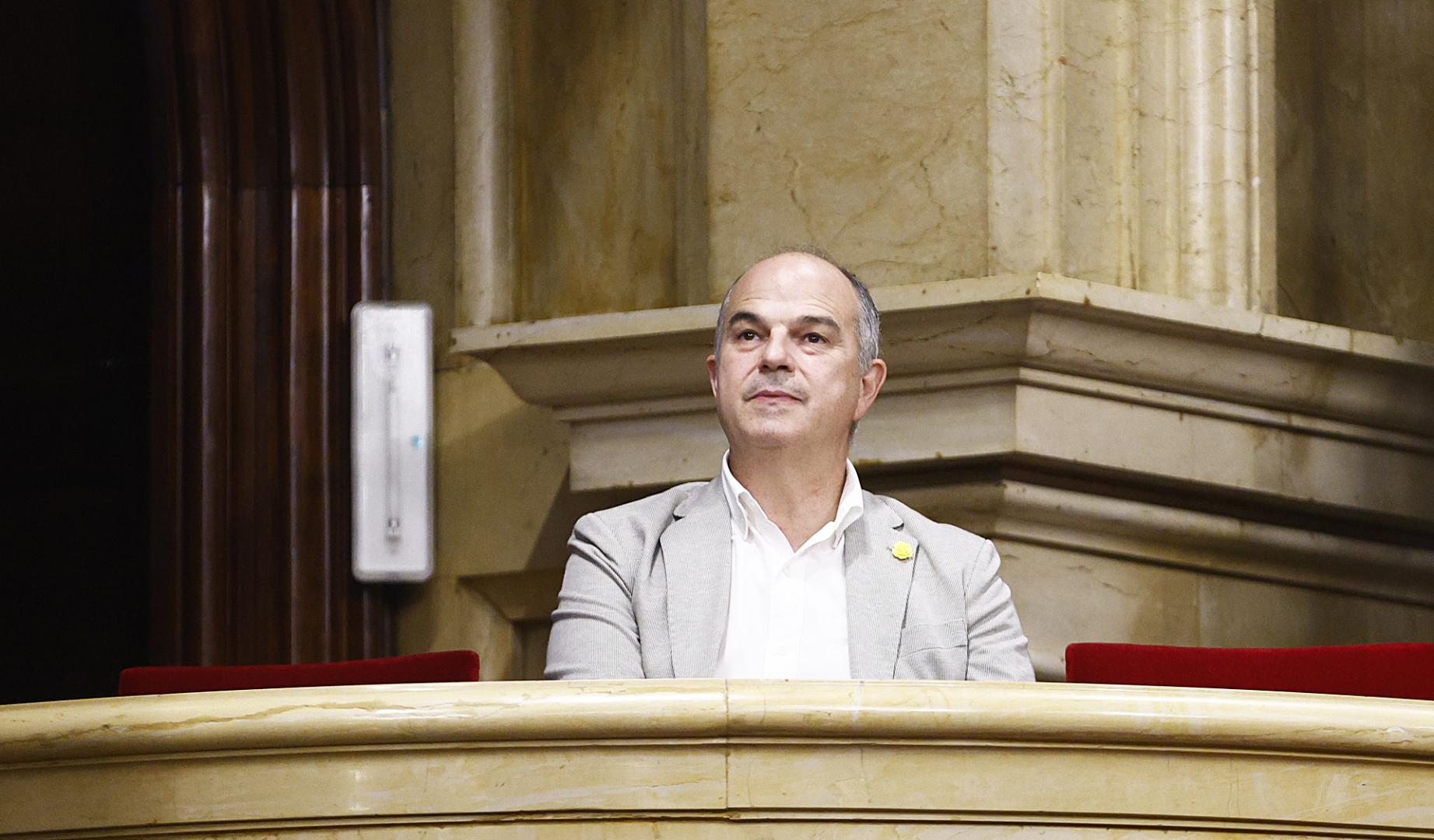 El secretario general de Junts, Jordi Turull, en la tribuna de invitados del Parlament en la tercera y última jornada del debate de política general