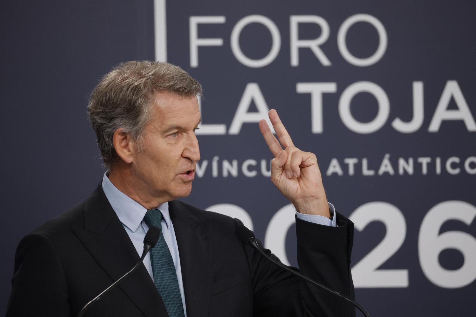 El presidente del Partido Popular, Alberto Núñez Feijóo, este sábado en el Foro La Toja