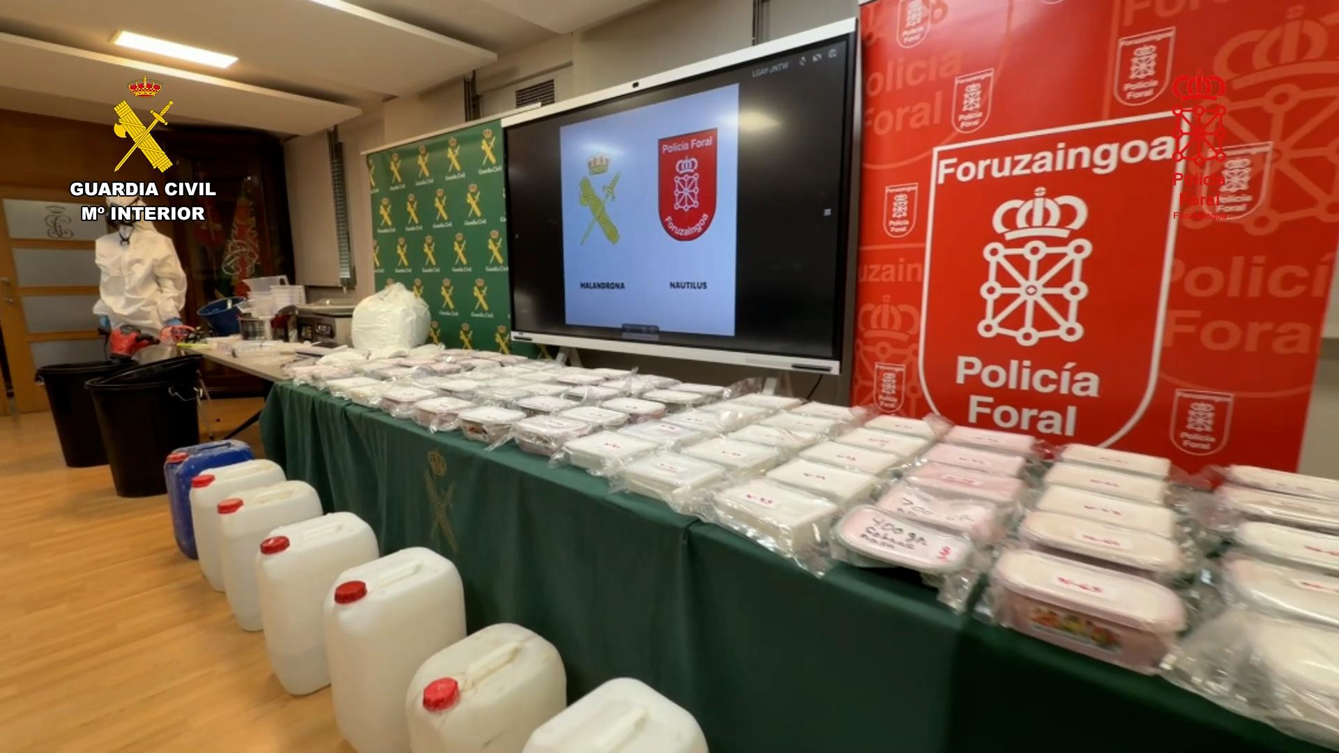 Veinte personas han sido detenidas y más de 220 kilos de droga intervenidos en una operación en la que la Policía Foral y la Guardia Civil han desarticulado una organización criminal