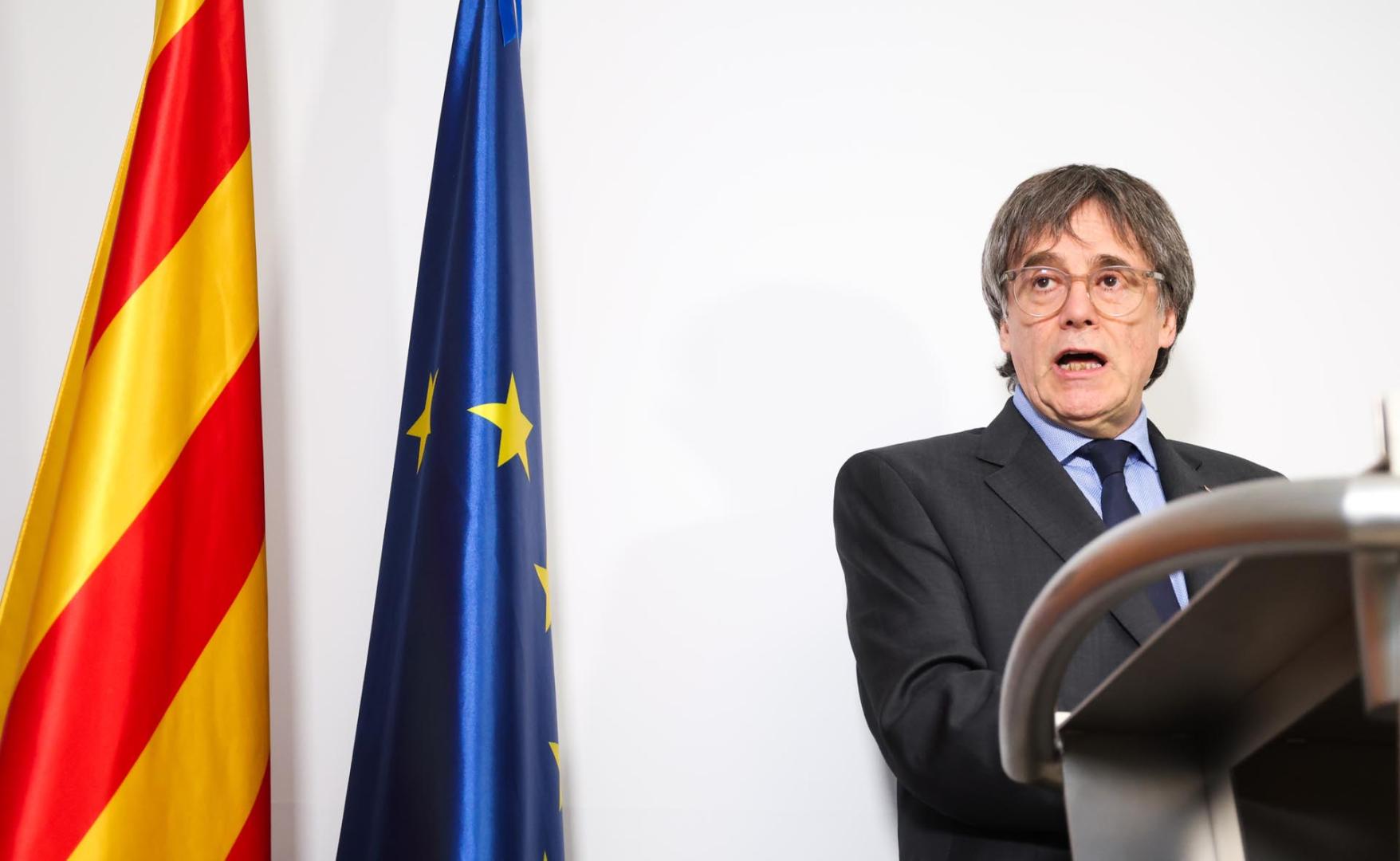 Carles Puigdemont, en su comparecencia este martes en Waterloo