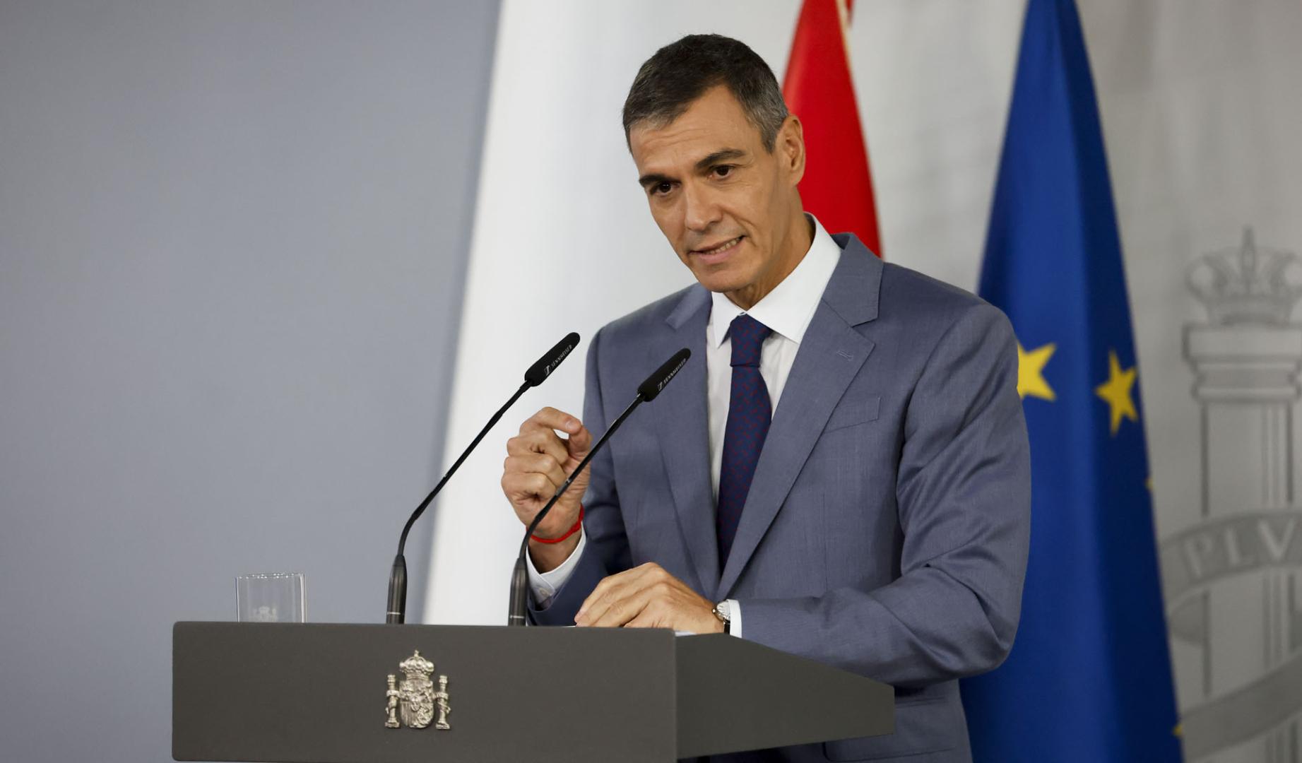 El presidente del Gobierno, Pedro Sánchez, tras la reunión del Consejo de Ministros, este martes