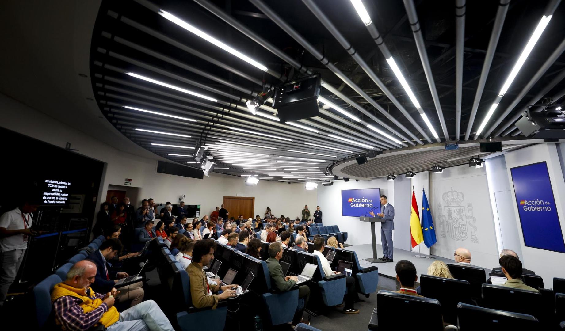El presidente del Gobierno, Pedro Sánchez, en su comparecencia tras la reunión del Consejo de Ministros este 6 de octubre