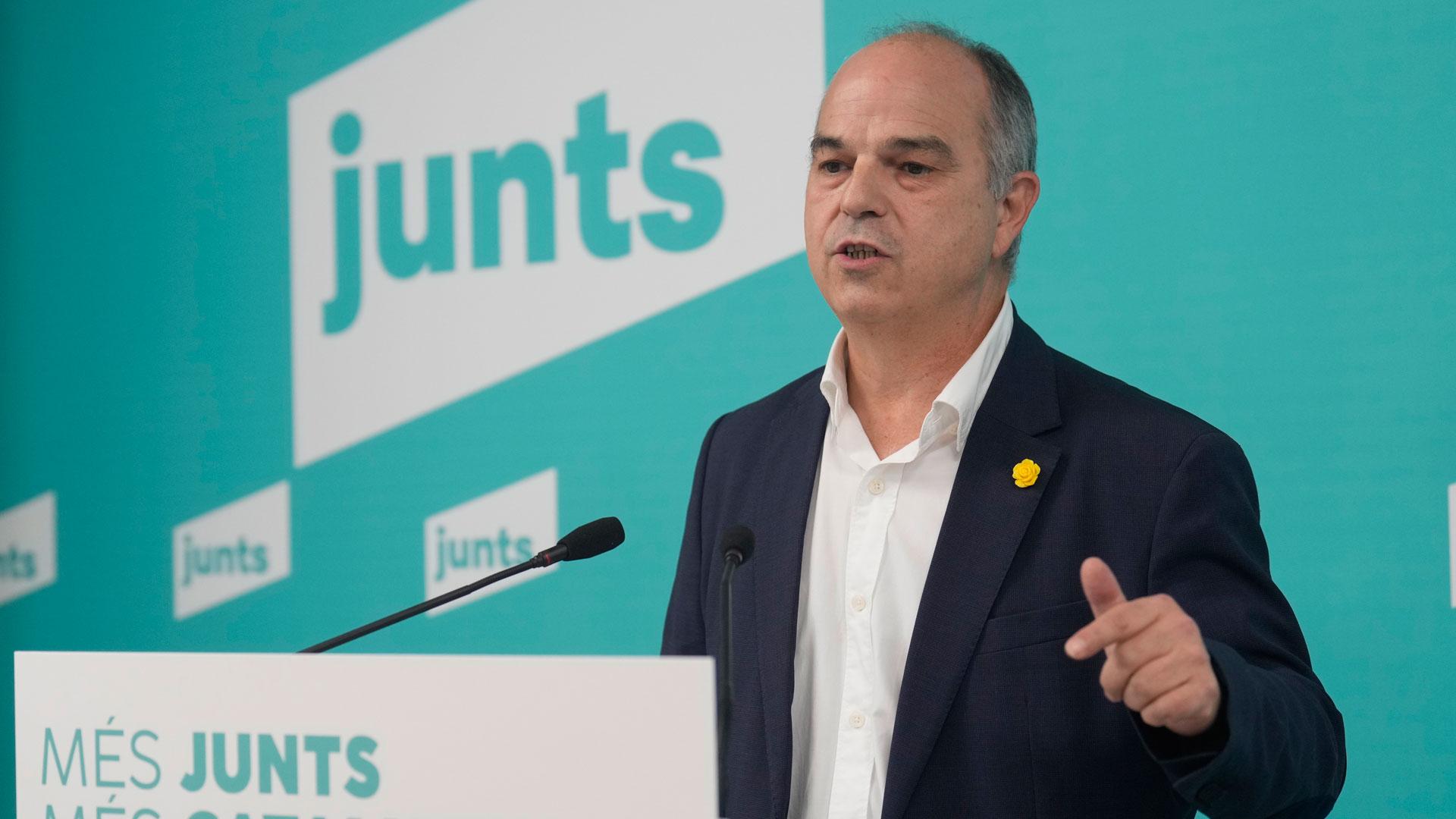 El secretario general de Junts, Jordi Turull, durante su comparecencia de prensa