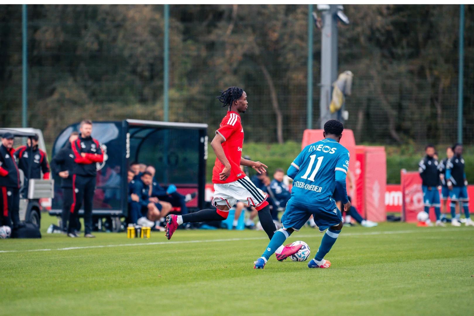 Musa, en el amistoso con el primer equipo del Manchester United