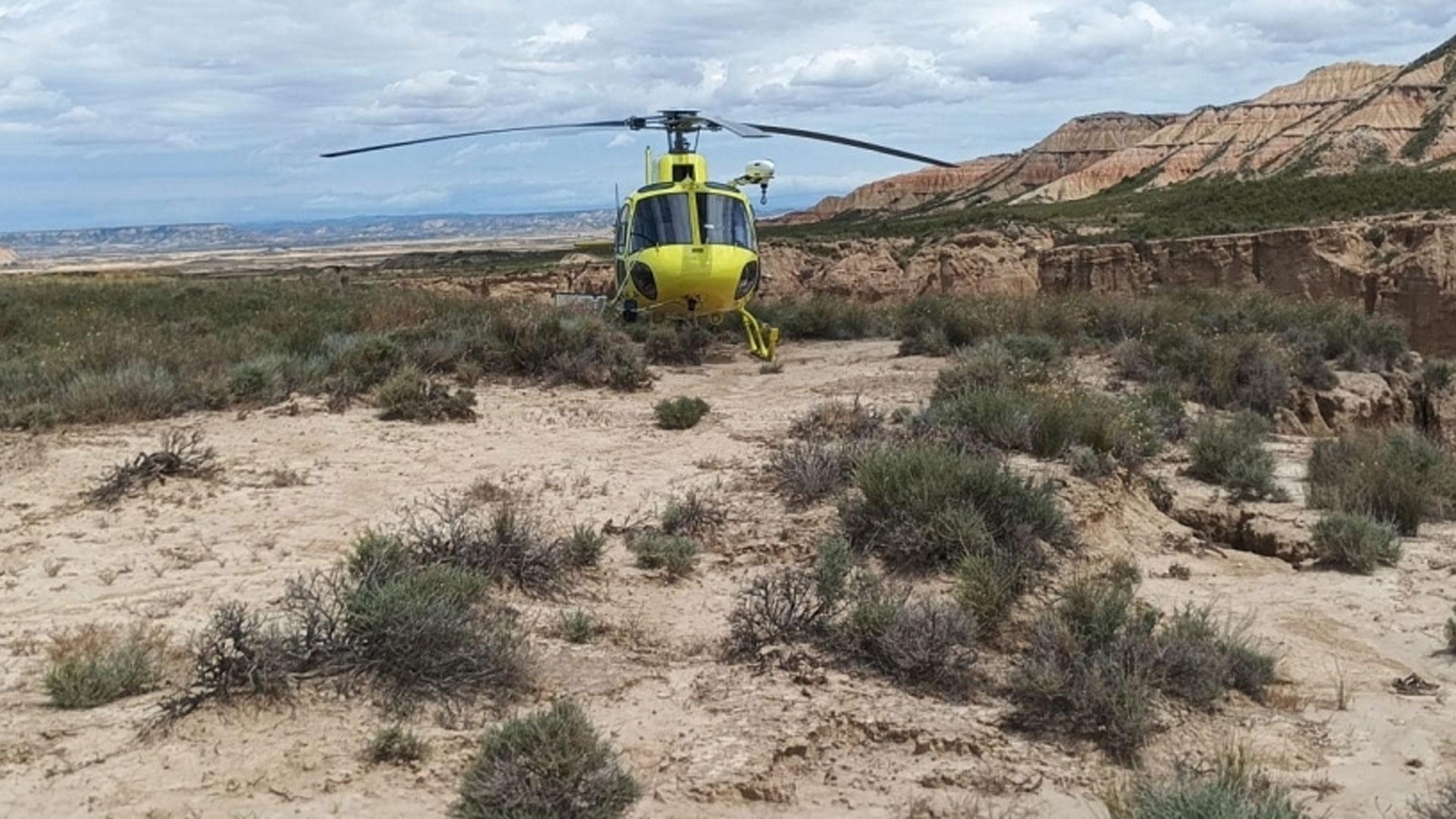 Un rescate en helicóptero anterior en Bardenas Reales