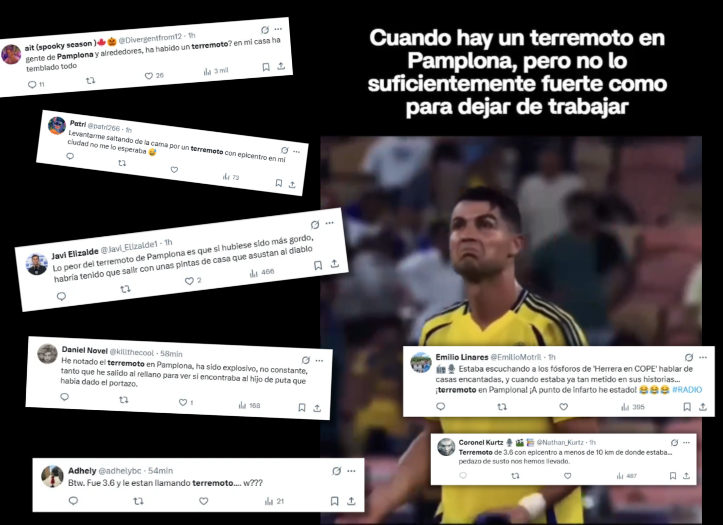 Montaje con algunas de las publicaciones sobre el terremoto en X