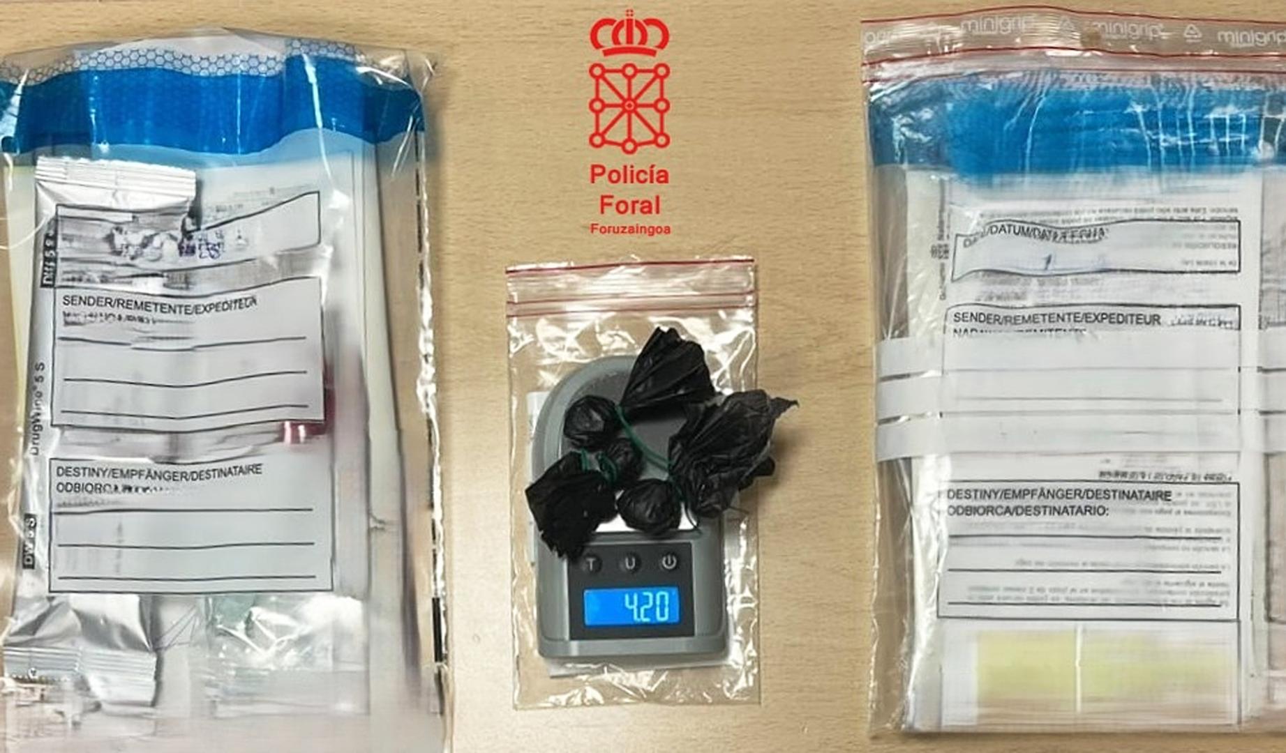 Droga incautada por la Policía Foral en una de las actuaciones llevadas a cabo la pasada madrugada