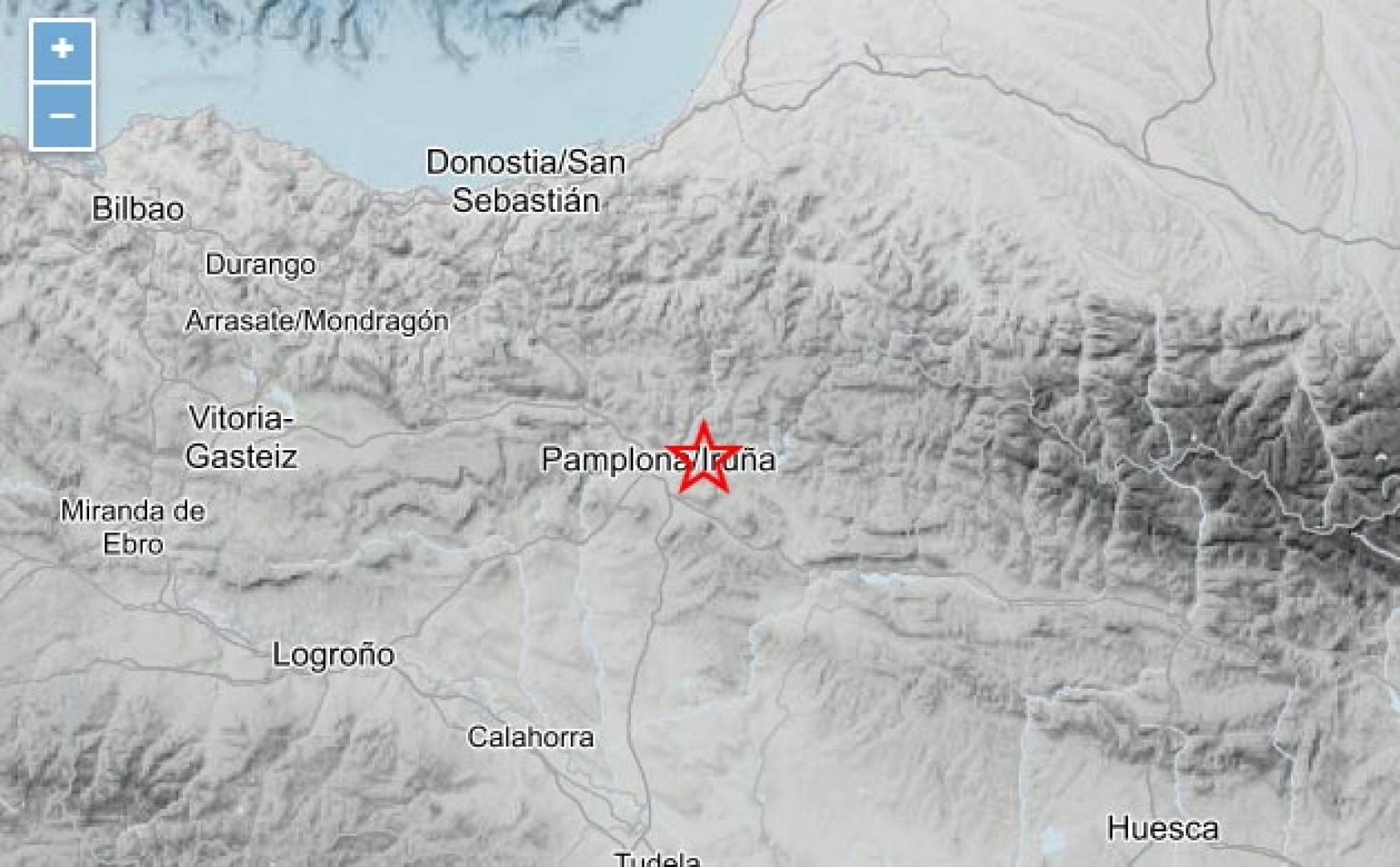 Epicentro del movimiento sísmico de Valle de Egüés el sábado