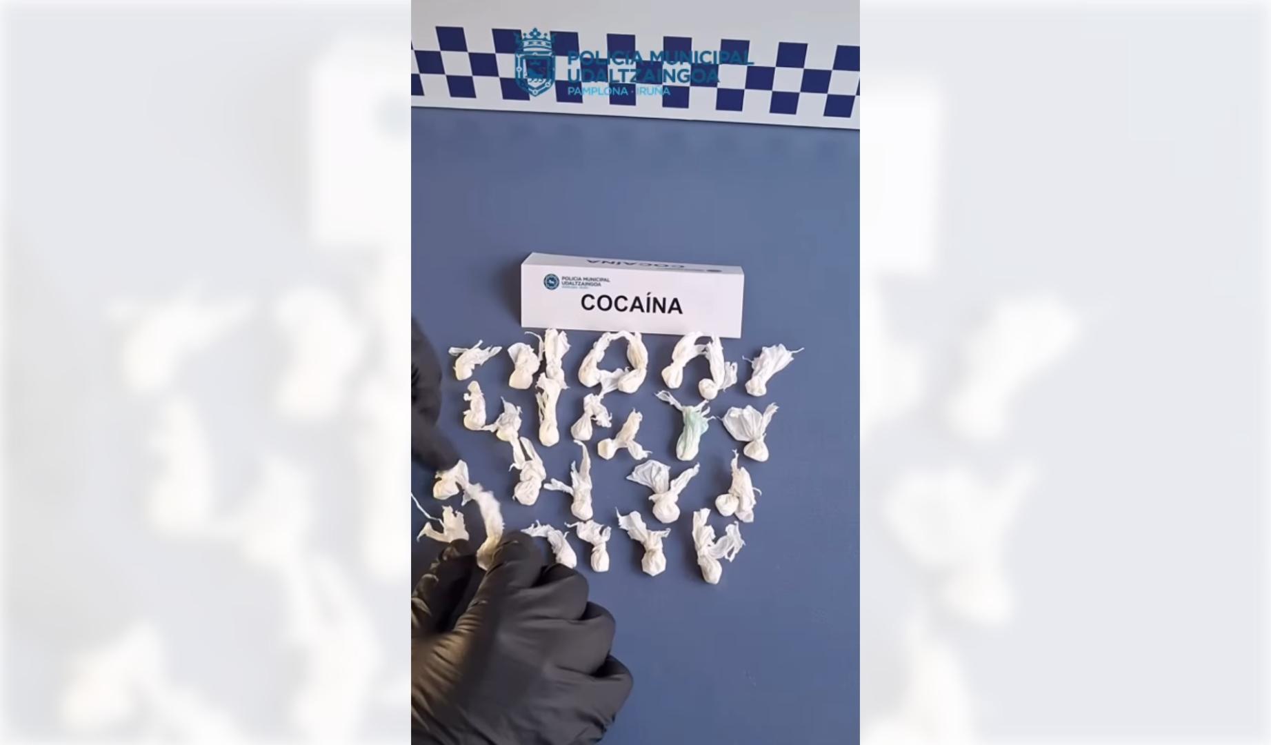Imagen de la cocaina requisada por la Policía Municipal de Pamplona este puente