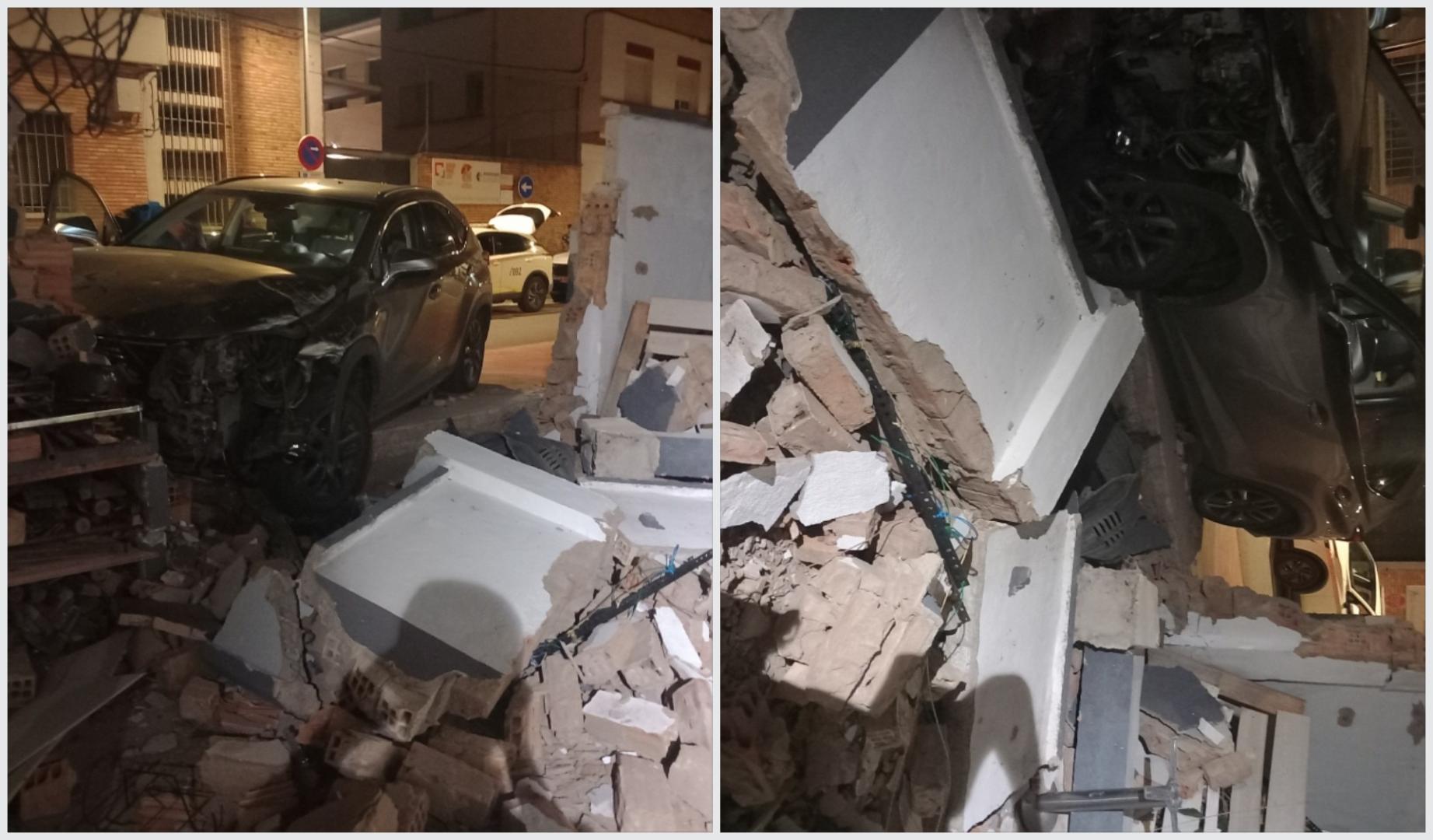 El choque provocó un derrumbe de 7,5 metros del muro de la vivienda afectada