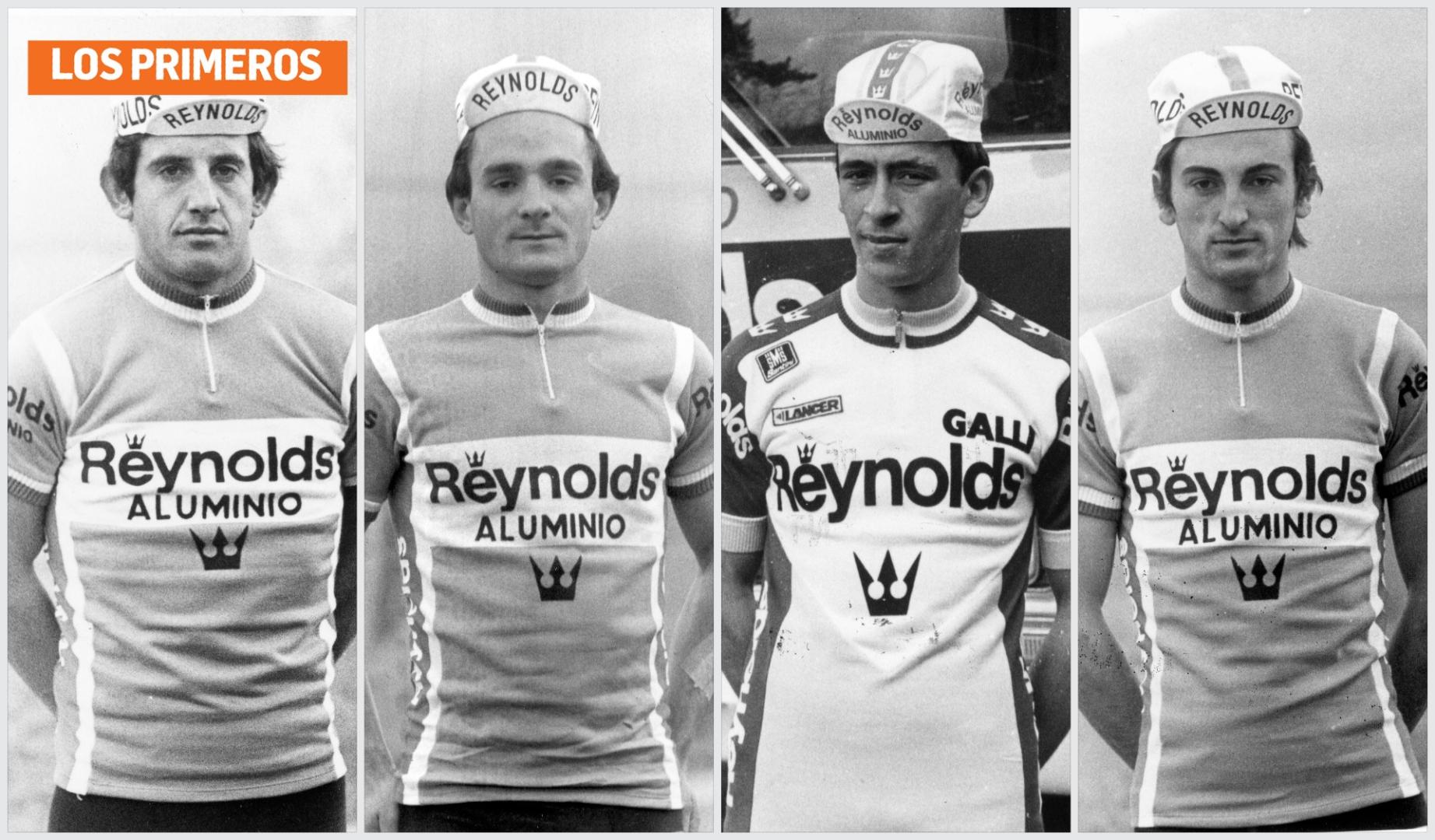 De izda. a dcha., Miguel Acha, Javier López Izcue, Juan Martín Ocaña y Jesús Mari Segura, primeros navarros en correr en el equipo ciclista Reynolds