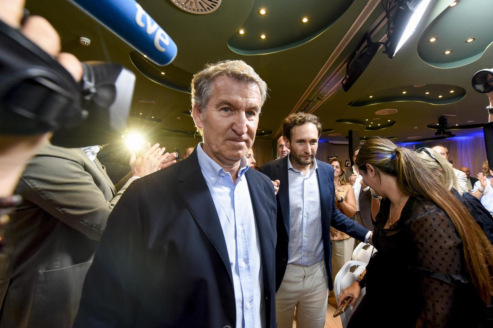 El presidente del PP, Alberto Núñez Feijóo, en un acto del partido en Huesca el martes 13 de octubre