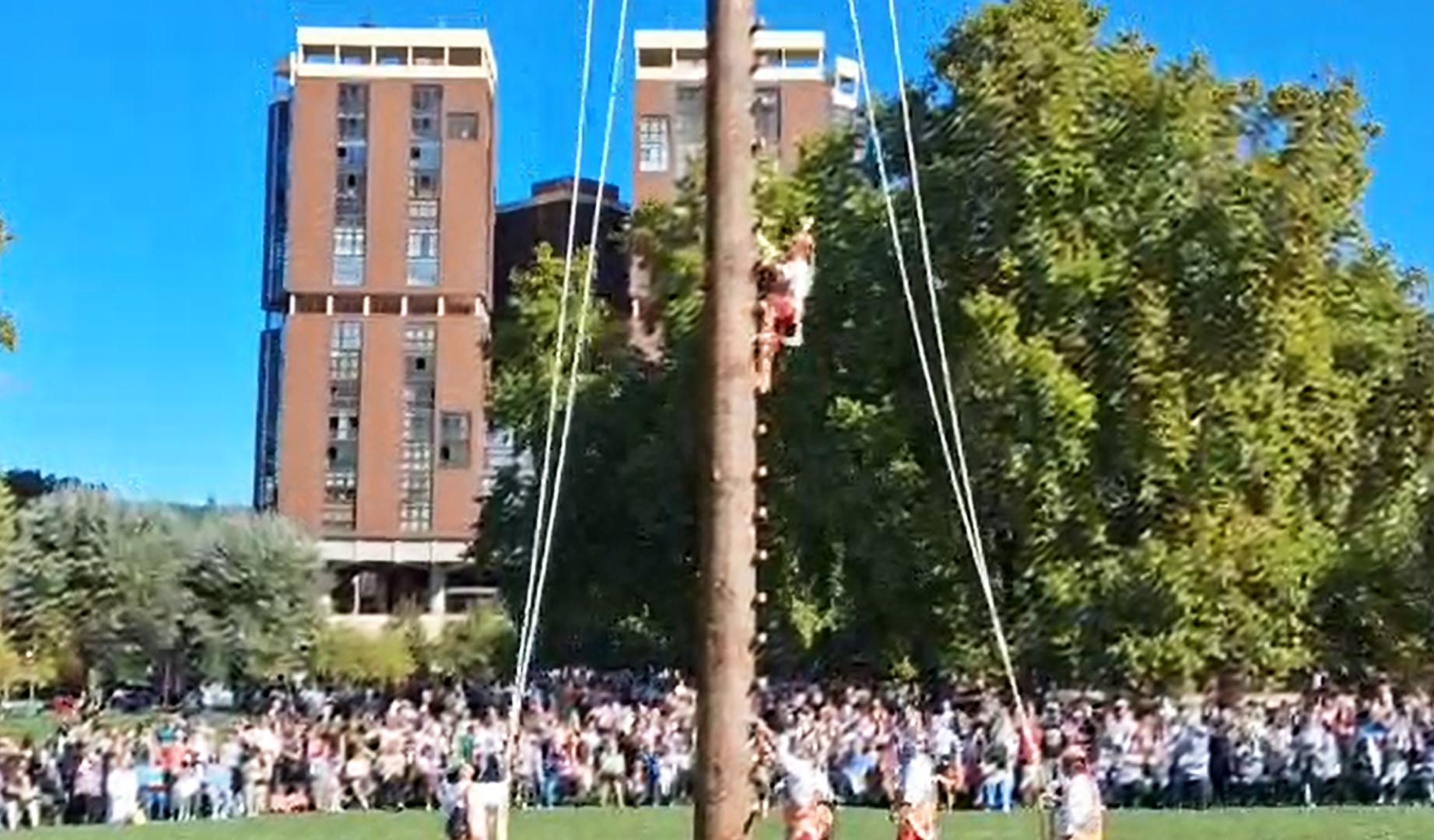La ceremonia ancestral mexicana, reconocida por la UNESCO, ha fascinado al público de los Encuentros de Pamplona con una espectacular danza aérea que también ha suscitado preguntas sobre la seguridad de sus protagonistas