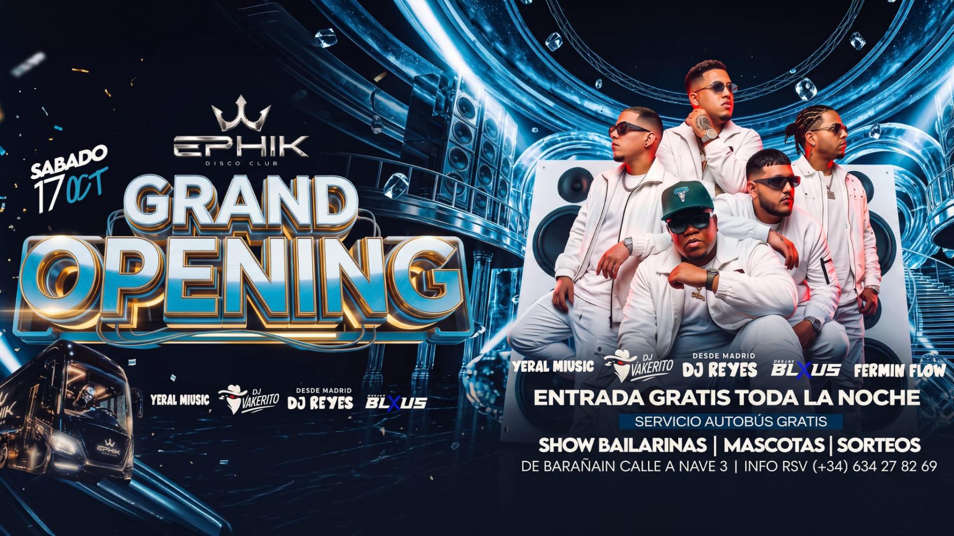 Cartel del Grand Opening del sábado 17 de octubre