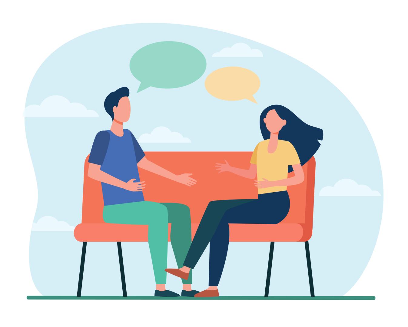 Dos personas manteniendo una conversación