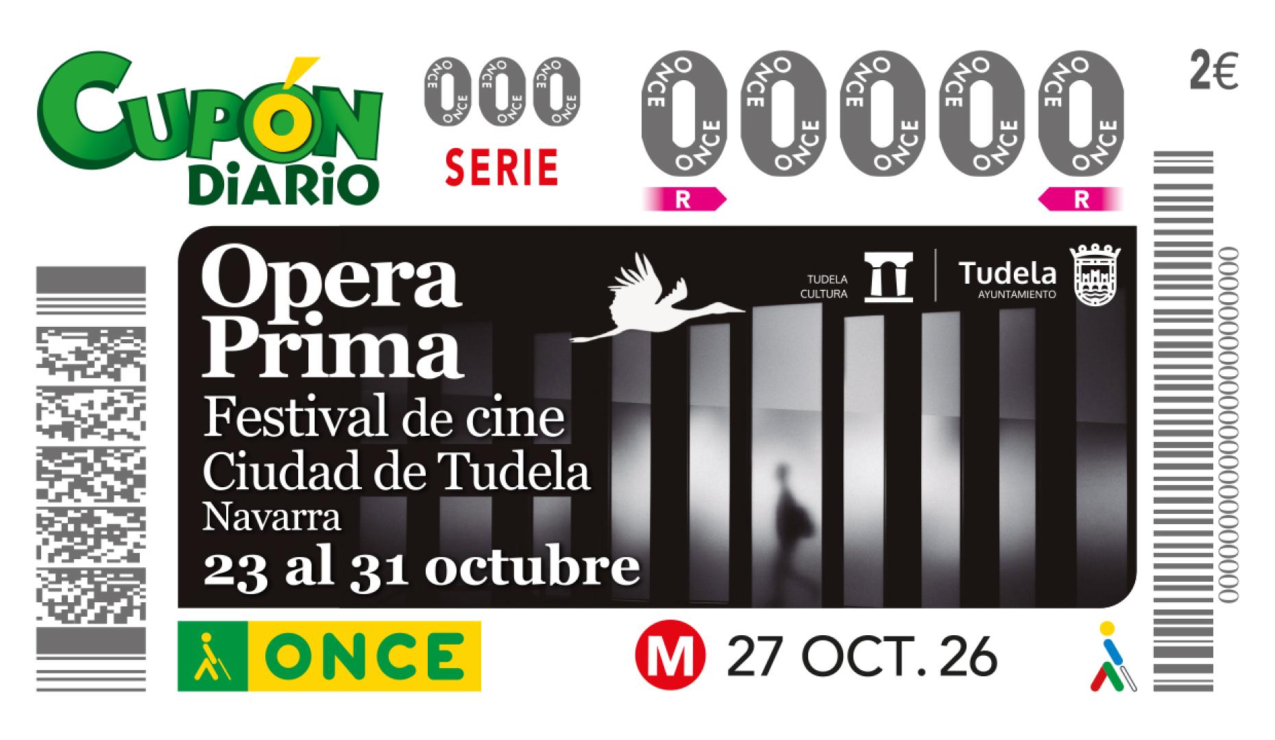 Imagen del cupón conmemorativo del Festival de Cine de Opera Prima de Tudela