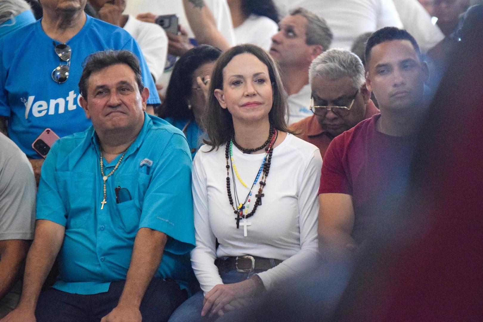 María Corina Machado participa en una ceremonia este domingo en el Santuario Divina Pastora en Barquisimeto (Venezuela)