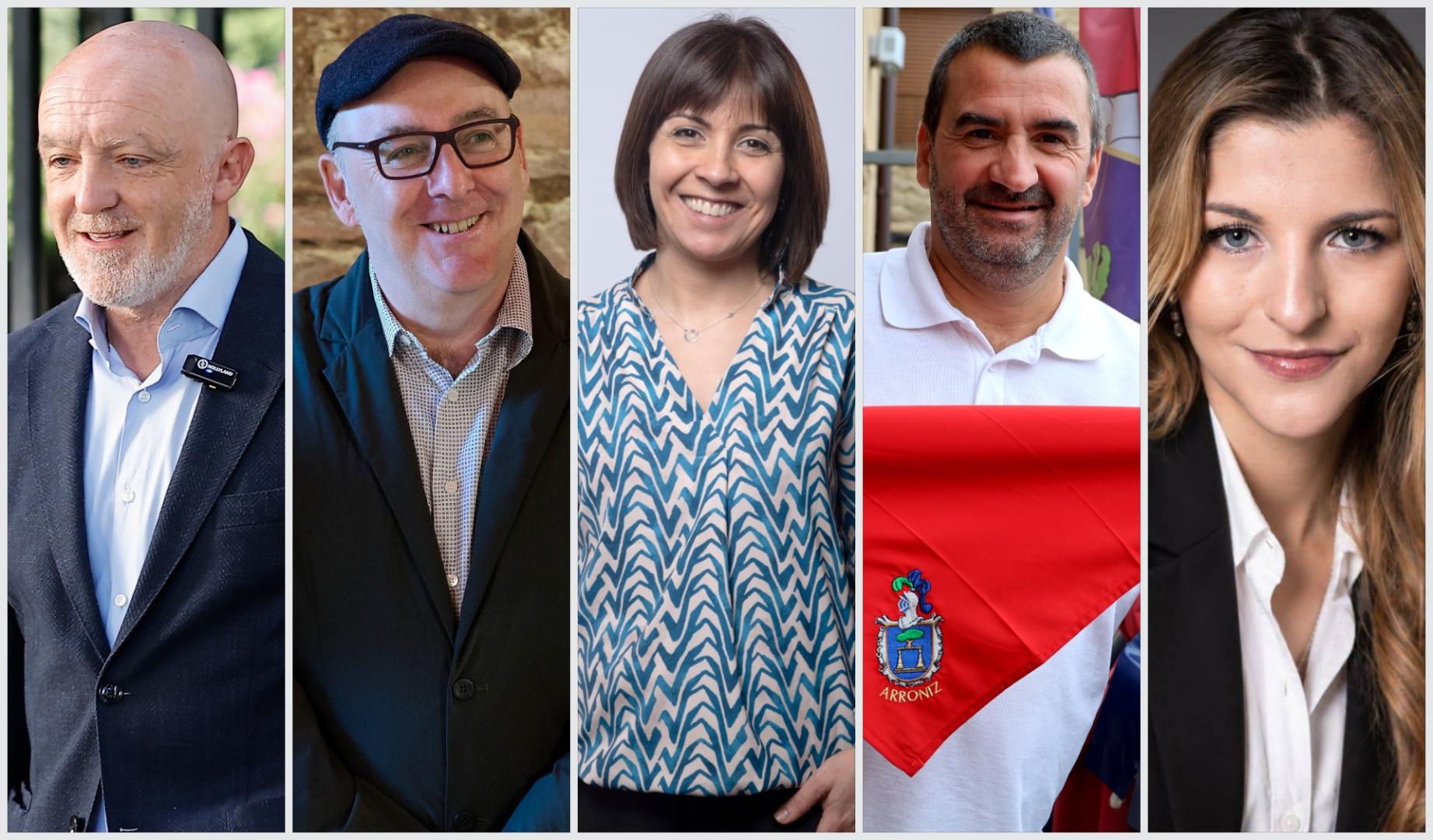 Javier Esparza (UPN-PP), Floren Aoiz (EH Bildu), Ángel Moleón (Senado de progreso), Mayte Espinosa (Geroa Bai) y Estíbaliz Moreno (Vox)