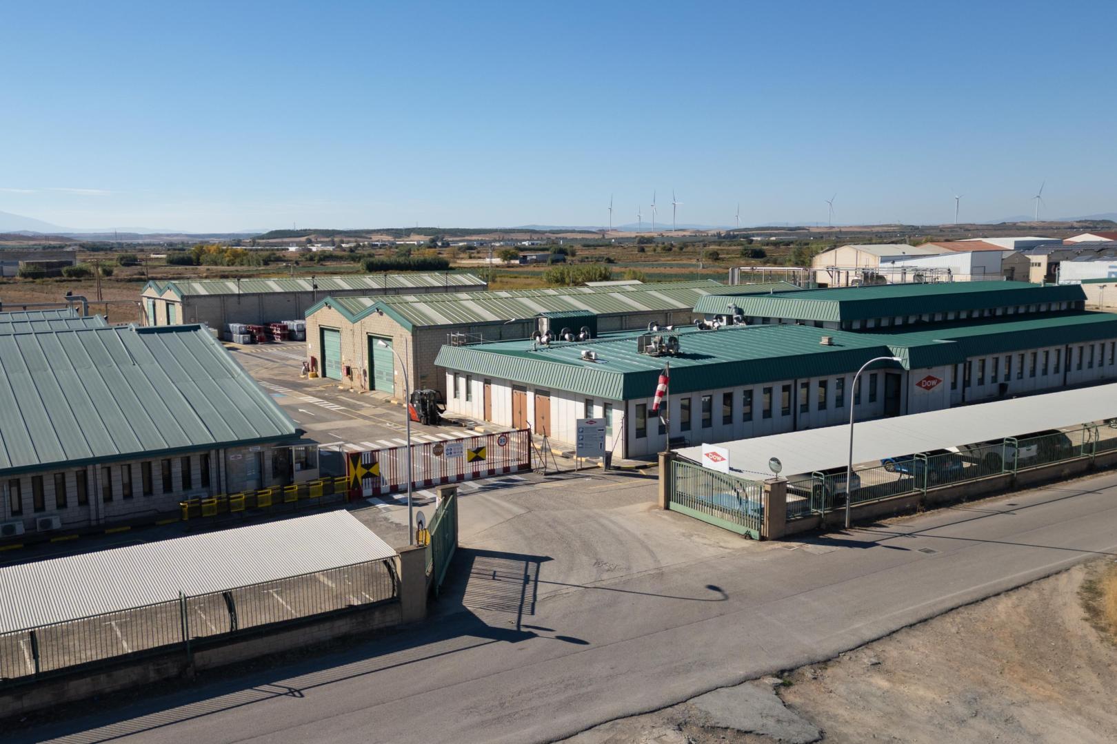 Imagen aérea de las instalaciones de Dow Ribaforada, donde la compañía química estadounidense tiene su centro logístico