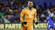 BorjaI Gesto de celebración de Borja Iglesias tras anotar el tanto de penalti que dio el truinfo al Betis.