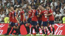 Los jugadores de Osasuna celebran el gol de Kike García Real Madrid-Osasuna en directo