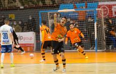 aspil El capitán del Aspil David García celebra el tanto de penalti que supuso el inicio de la remontada del equipo navarro ante el Zaragoza