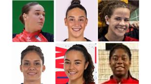 ComboAltas En la fila superior, de izda. a dcha., Isabel Fernández-Agustí, Almudena Gutiérrez, Gabi ROmero. En la fila inferior, de izda. a dcha., María Grasielly Pereira, Nerea Canas y Kelly Nnonzie Fokeng