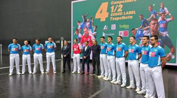 Pelotaris que han asistido este martes a la presentación del Campeonato del Cuatro y Medio 2023