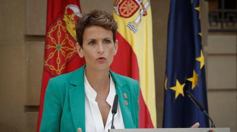 Maria Chivite María Chivite, en su comparecencia en los jardines del Palacio de Navarra
