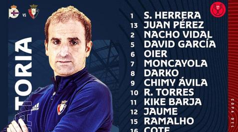 CopaReyDepor Convocatoria de Arrasate para el Dépor-Osasuna de segunda ronda de la Copa del Rey