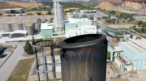 Inspección de una chimenea industrial realizada por Brapegas en Setúbal (Portugal)