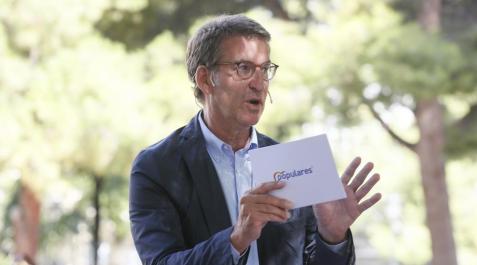 Alberto Núñez Feijóo Feijóo, este jueves durante un acto en Zaragoza
