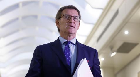 El líder del PP, Alberto Núñez Feijóo, tras el pleno del Senado El líder del PP, Alberto Núñez Feijóo, tras el pleno del Senado