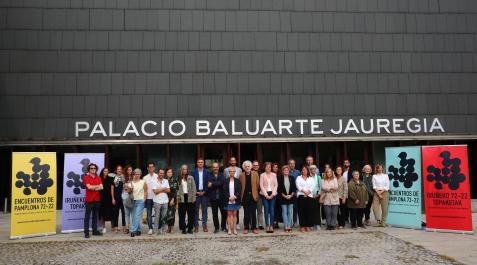 Presentación 'Encuentros de Pamplona 72-22' Organizadores y participantes de los 'Encuentros de Pamplona 72-22', reunidos ayer en Baluarte