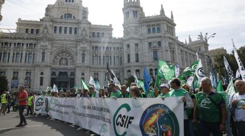 Manifestación de funcionarios en Madrid Cabecera de la manifestación
