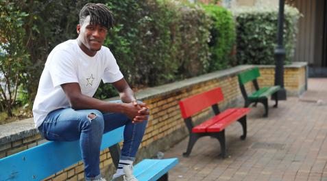 Binke Diabaté, delantero del Cirbonero El delantero del Cirbonero Binke Diabaté marcó en primer gol en la victoria del su equipo ante el Arnedo