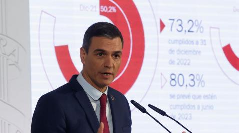 El presidente del Gobierno, Pedro Sánchez comparece antes los medios tras el Consejo de Ministros celebrado en el Palacio de La Moncloa en Madrid este martes El presidente del Gobierno, Pedro Sánchez comparece antes los medios tras el Consejo de Ministros celebrado en el Palacio de La Moncloa en Madrid este martes